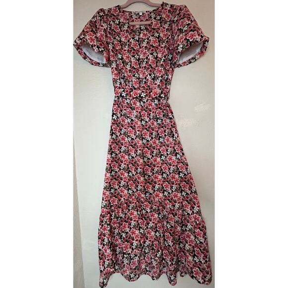Sweet Salt Dress S Maxi Cherry Blossom Floral Cottage Core Puffed Sleeve - Picture 2 of 13